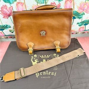 Pratesi Firenze Tan Leather Messenger Bag